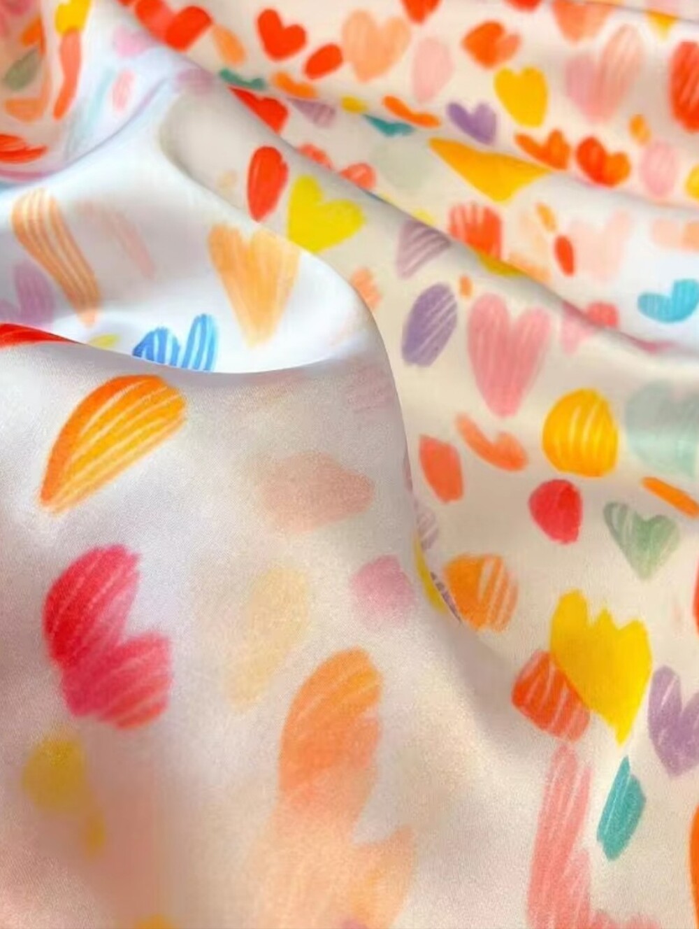 Silk- FeelHeart Multicolor Pattern Women Scarf , Head Scarf Neck Scarf - Picture 3 of 5